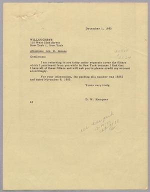 [Letter from Daniel W. Kempner to Willoughbys, December 1, 1953]
