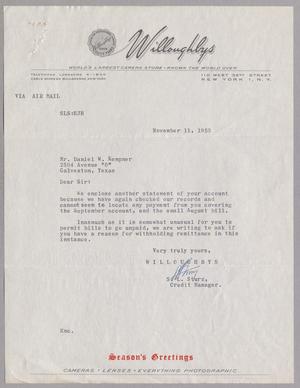 [Letter from S. L. Sturz to Daniel W. Kempner, November 11, 1953]
