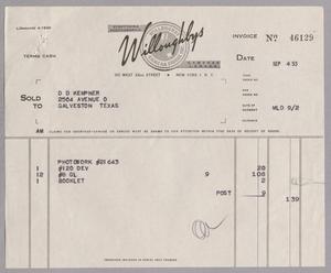 [Invoice for Items from Willoughbys, September 4, 1953]