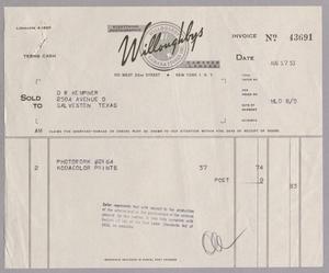 [Invoice for Kodacolor Prints, August 17, 1953]