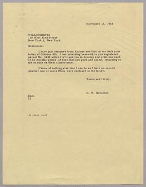[Letter from Daniel Webster Kempner to Willoughbys, November 13, 1953]