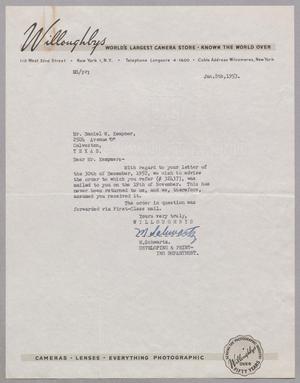 [Letter from M. Schwartz to Daniel W. Kempner, January 8, 1953]