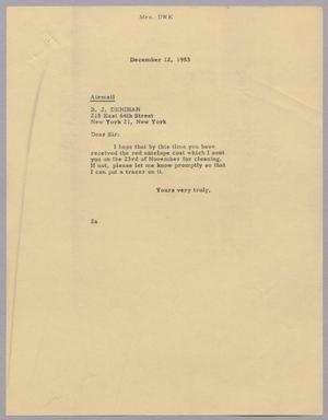 [Letter from Jeane Kempner to B. J. Denihan, December 12, 1953]