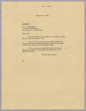 [Letter from Mrs. Daniel W. Kempner to B. J. Denihan, March 26, 1953]