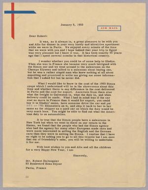 [Letter from Daniel W. Kempner to Robert Du Pasquier, January 5, 1953]