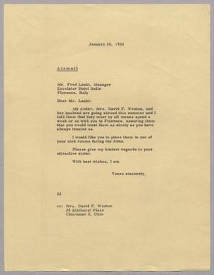 [Letter from D. W. Kempner to Fred Laubi, January 20, 1954]