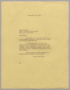 [Letter from D. W. Kempner to Mark Cross, December 20, 1954]