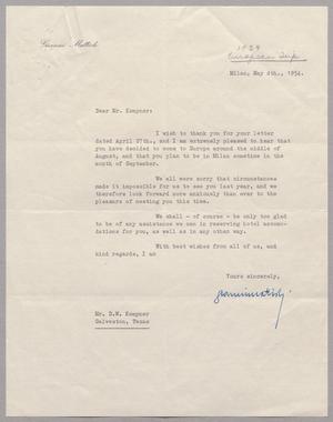 [Letter from Gianni Mattioli to D. W. Kempner, May 4, 1954]