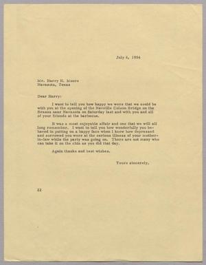 [Letter from D. W. Kempner to Harry H. Moore, July 6, 1954]