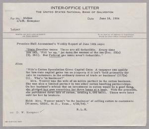[Inter-Office Letter from R. Lee Kempner to Mr. Mehan, June 16, 1954]