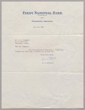[Letter from First National Bank to D. W. Kempner, January 29, 1954]