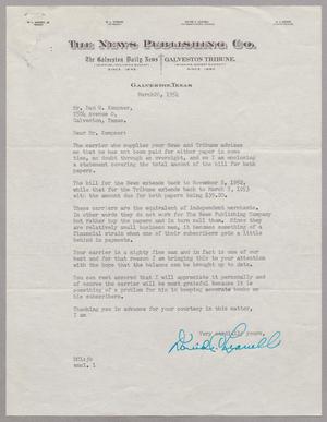 [Letter from David C. Leavell to Daniel W. Kempner, March 26, 1954]