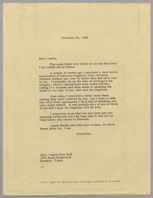 [Letter from Daniel W. Kempner to Laura Neff, February 26, 1954]