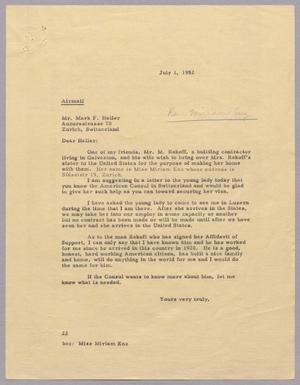 [Letter from Daniel W. Kempner to Mark F. Heller, July 1, 1952]