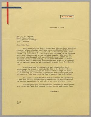 [Letter from Fred H. Rayner to Mr. D. W. Kempner, October 4, 1954]