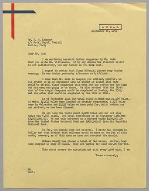 [Letter from A. H. Blackshear, Jr. to Mr. D. W. Kempner, September 14, 1954]