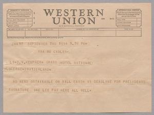 [Telegram from Ike, Pat & Lee to D. W. Kempner, September 2, 1954]