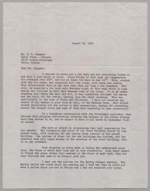 [Letter from W. L. Gatz to Daniel W. Kempner, August 21, 1954]