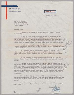 [Letter from A. H. Blackshear, Jr. to Daniel W. Kempner, August 19, 1954, Copy]