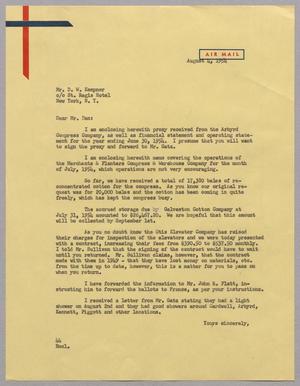 [Letter from A. H. Blackshear, Jr. to Mr. D. W. Kempner, August 4, 1954]