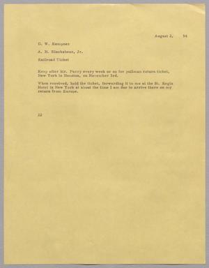 [Letter from D. W. Kempner to A. H. Blackshear, Jr., August 2, 1954]