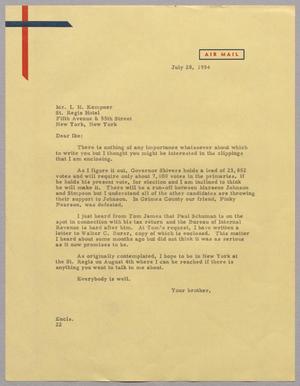 [Letter from Daniel W. Kempner to Mr. I. H. Kempner, July 28, 1954]