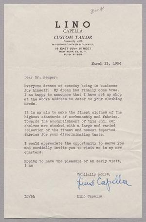 [Letter from Lino Capella to D. W. Kempner, March 13, 1954]