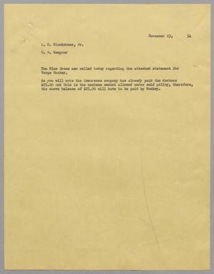 [Memorandum from A. H. Blackshear, Jr. to D. W. Kempner, November 23, 1954]