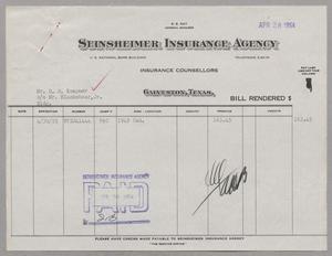 [Invoice for Insurance for Mr. D. W. Kempner, April 1954]