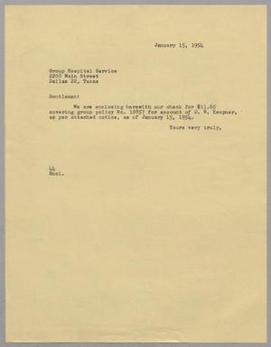 [Letter from A. H. Blackshear, Jr. to Group Hospital Service, January 15, 1954]