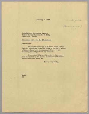 [Letter from D. W. Kempner to Seinsheimer Insurance Agency, January 8, 1954]