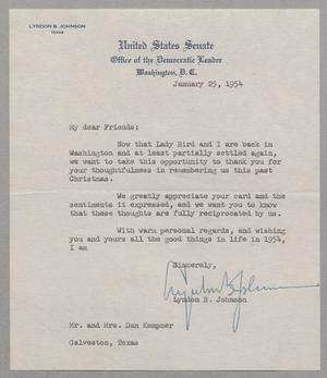 [Letter from Lyndon B. Johnson to Mr. and Mrs. Daniel W. Kempner, January 25, 1954]