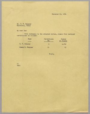 [Letter from I. H. Kempner, Sr. to D. W. Kempner, December 23, 1954]
