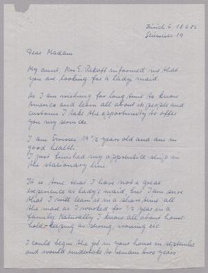 [Handwritten letter from Miriam Enz, June 18, 1952]
