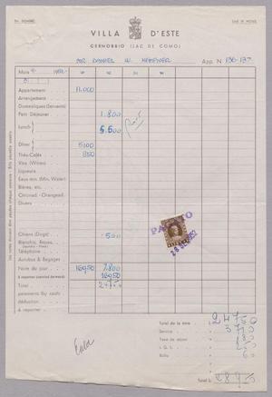 [Invoice for Services Rendered to Daniel W. Kempner, September 1952]