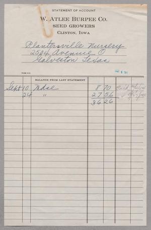 Primary view of object titled '[Invoice for Charges from W. Atlee Burpee Co., October 1, 1954]'.