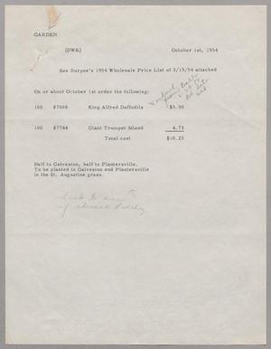 [Invoice for Burpee's 1954 Wholesale Price List, October 1954]