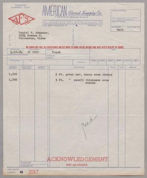 [Invoice for Stakes, April 1954]