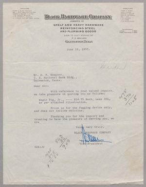 [Letter from Black Hardware Company to D. W. Kempner, June 10, 1953]