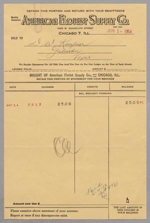 [Invoice for a Charge from American Florist Supply Co., June 1, 1954]