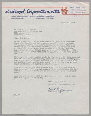 [Letter from the Destruxol Corporation to Daniel W. Kempner, April 26, 1954]