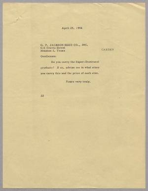 [Letter from D. W. Kempner to O. P. Jackson Seed Co., Inc., April 23, 1954]