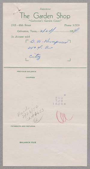 [Invoice for Items from The Garden Shop, February 24, 1954]