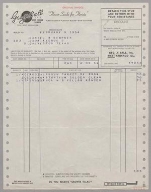 [Invoice for Items from Geo. J. Ball Inc., February 9, 1954]