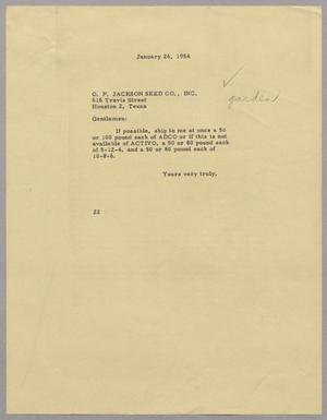 [Letter from D. W. Kempner to O. P. Jackson Seed Co., January 26, 1954]