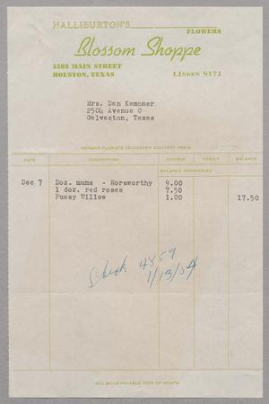 [Invoice for Items from Blossom Shoppe, December 7, 1953]