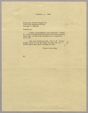 [Letter from D. W. Kempner to American Florist Supply Co., January 11, 1954]