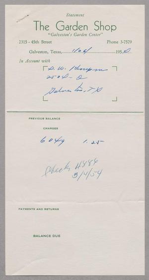 [Invoice for Charges from The Garden Shop, January 6, 1954]