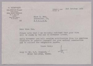 [Letter to M. Enz, October 2, 1952]