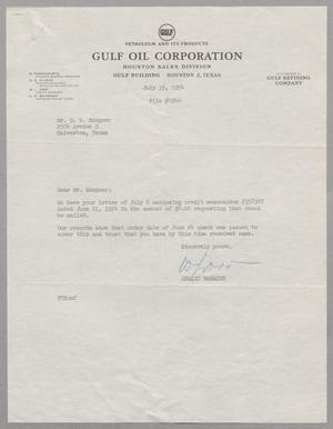 [Letter from Gulf Oil Corporation to D. W. Kempner, July 15, 1954]